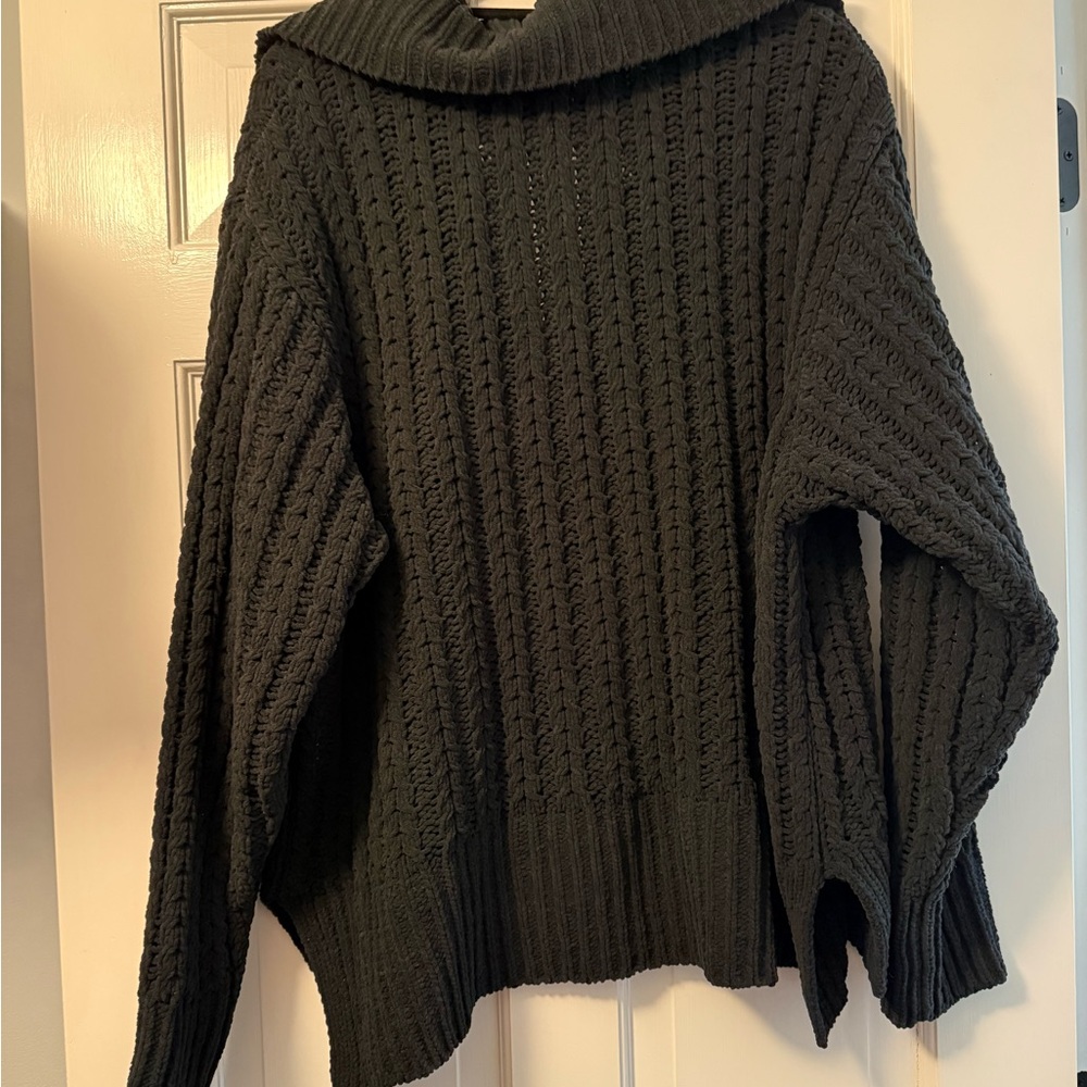 aerie Black Eyelet Knit Top - Picture 3 of 3